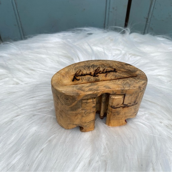 Vintage Richard Rothbard Signed Raw Burlwood Puzzle Box Felt Lined Incomplete - Picture 10 of 11